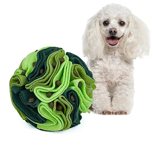 Pet Snuffle Ball, Puzzle Sniffing Interactive Dog Ball for Blind Dogs Training Stress Relief Dog Enrichment Toys Treat Machine Washable (15cm, Gradient Green) - color: Gradient green, size: 15cm