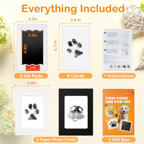 Nabance Paw Print Kit for Dogs & Cats, Inkless Pet Paw & Nose Print, 3 Pack - size: Large (3 Pack)