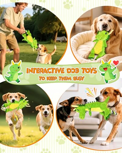 Jeefome Interactive Squeaky Dog Chew Toy,Plush Dog Rope Toys for Small Medium and Large Dogs,Tug of War Dog Toys to Keep Them Busy,Training Reward Gift,Teeth Cleanin - color: Light Green