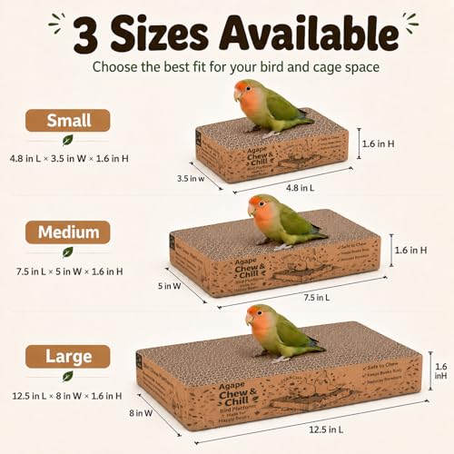 Agape Shreddable Bird Cardboard Platform, Natural Parrot Chew Toy and Perch - size: Large