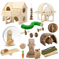 23 PCS Hamster Toys & Accessories Set – Wooden Maze House, Silent Exercise Wheel, 17 Pcs Chew Toys, Water Bottle & Hamster Fitness Toy for Hamsters, Rats & Small Animal Cage Accessories (Green)