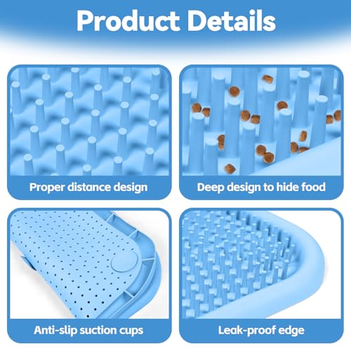 Snuffle Mat for Dogs 23.6" x 23.6" Silicone Large Slow Feeder Mat, Blue - color: Blue:23.6"x23.6"