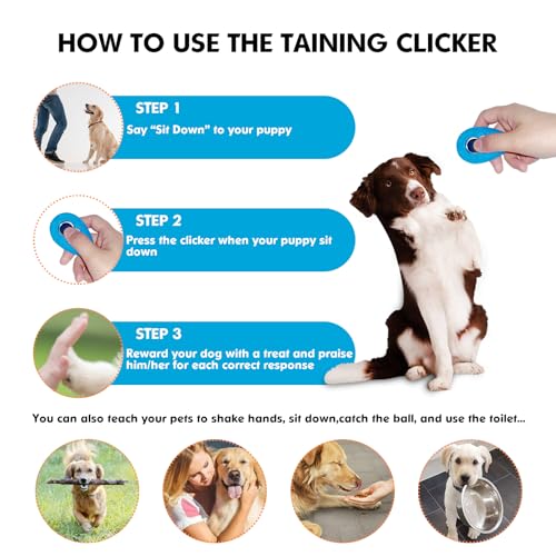 ith Adjustable Wrist Strap - Positive Reinforcement Clicker for Dogs, Cats, Puppies(Blue)