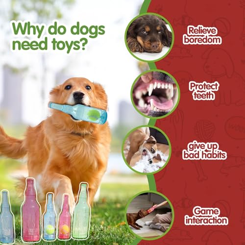 Dog Toy Tennis Ball in Squeaky Bottle (Red, Medium) - color: Red, size: Medium