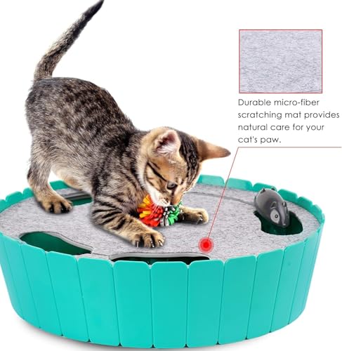 Pawaboo Interactive Cat Toy with Running Mouse, Automatic Track Kitten Toy - color: L-Lake Blue