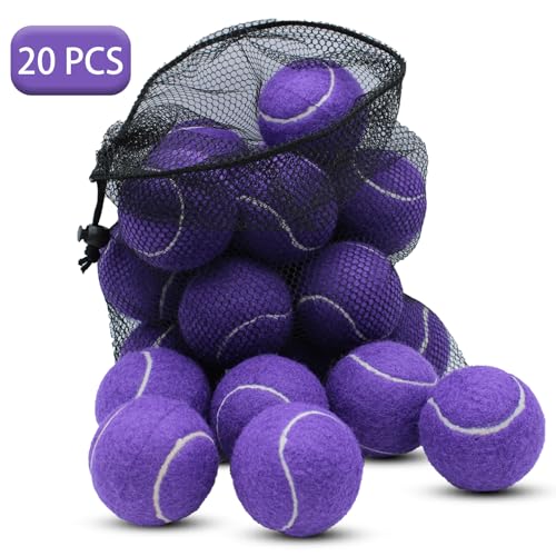 SHYUJAJIE Tennis Ball,20 Pack Practice Balls Bulk,Dog Balls with Mesh Bag - color: Purple