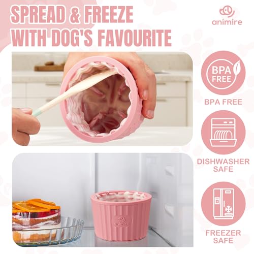 Dog Lick Bowl, Anxiety Relief Dog Licking Mat Freezer Treat Dispenser, Non-Slip Anti-Choking Silicone Slow Feeder Lick Bowl for Small Medium & Large Breed Dogs, BPA Free(Pink,S) - color: Pink, size: S