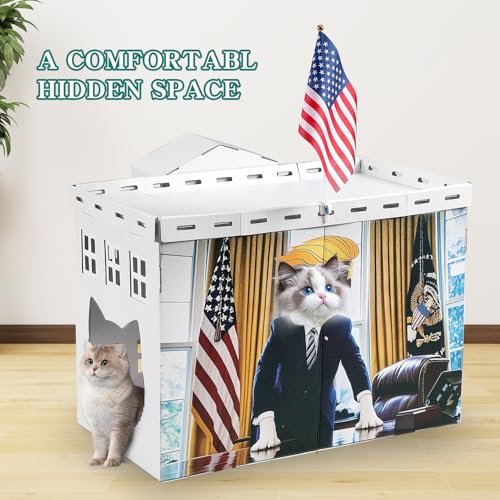 EARTHSON White Cardboard Cat Houses for Indoor Cats, Cat Scratcher House, Cat Play House, Cat Scratcher Box