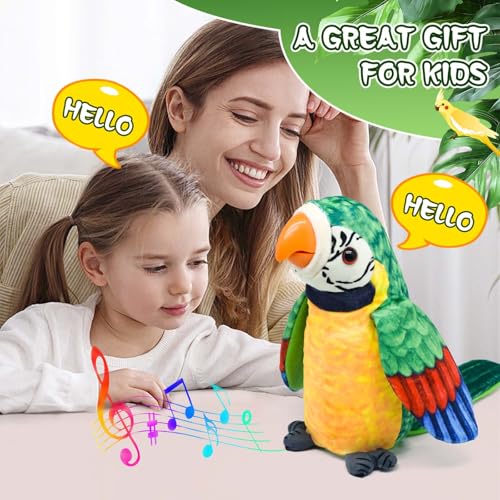 Talking Parrot Toy for kids - Moving Beak, 4-Level Volume Control, 30 Songs