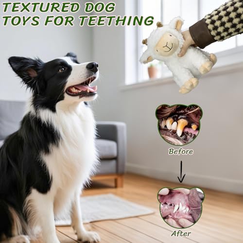 Squeaky Stuffed Dog Toys, Chew Sheep for Large Medium Small Breeds - color: White