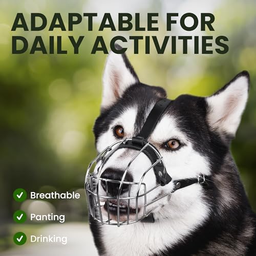 BRONZEDOG Stainless Steel Wire Basket Dog Muzzle for Husky - size: Husky
