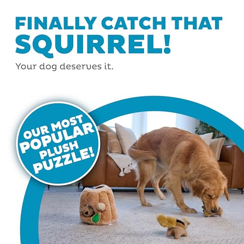 Outward Hound Hide-A-Squirrel Plush Squeaky Dog Toy, Large, 10.5" x 7.5"