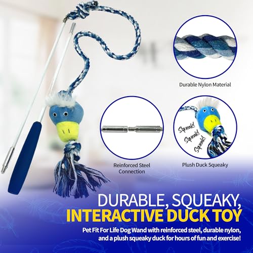 Pet Fit For Life 31" Flirt Pole for Dogs with Plush Duck Squeaky Toy - style: Duck Wand (Attachment Not Interchangeable)