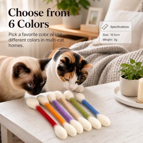 Catnip Toys for Cats, Cotton Swab Cat Toy, 6 Pack(6 Colors)