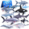 SIENON 11Pcs Assorted Shark Figures Ocean Animal Toys with Booklet - style: Ocean