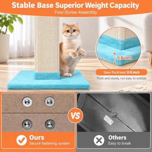 Cat Scratching Post 33 Inch Nature Sisal Cat Scratch Post for Indoor Cats, Large Cat Scratcher Protect Your Furniture, Cyan - color: Cyan