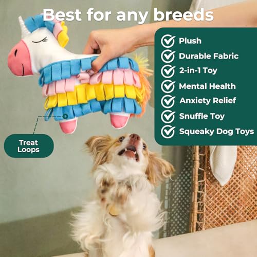 Snuffle Dogs Toys Plush Stuffed Puppy Toy No Squeaky Treat Hide For Medium, Small Dogs and Puppies Slow Feeder, Machine Washable, Pet Supplie Toys for Dogs to Keep Them Busy, Sunshine Rainbow Horse - color: Rainbow Horse