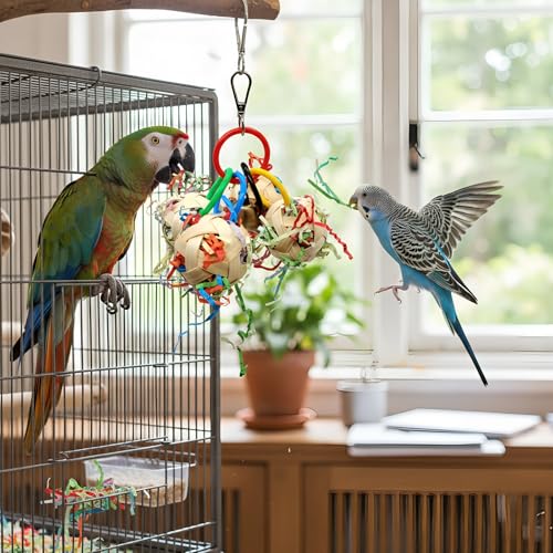 Bird Toy Bamboo Ball Shredded Paper Parrot Foraging Tearing Climbing