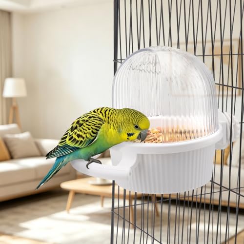 Litewoo No Mess Bird Feeder for Cage Parrot Seed Food Water Bowl (White) - color: White
