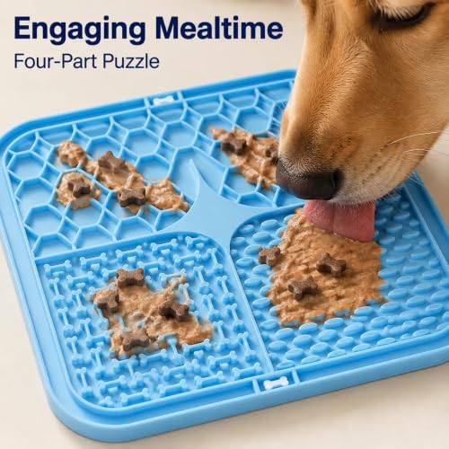 1Pc Premium Dog Licking Mat - Textured Surface Lick Pad Reducing Anxiety - color: blue