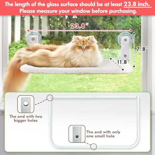 AMOSIJOY Foldable Cat Window Perch with Metal Frame, M White - color: White, size: Medium
