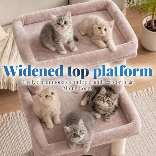 Hey-brother Cat Tree Tower with Extra Large Platform, Big Condo, MPJ070MU - color: Muchroom, size: 51.1 inches