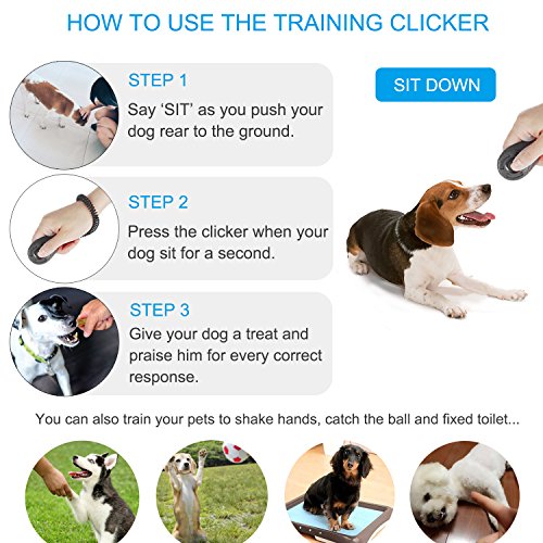 Diyife Dog Clicker, 4 Pcs Multi-Color Dog Training Clicker with Wrist Strap - color: Black & Yellow & Red & Blue