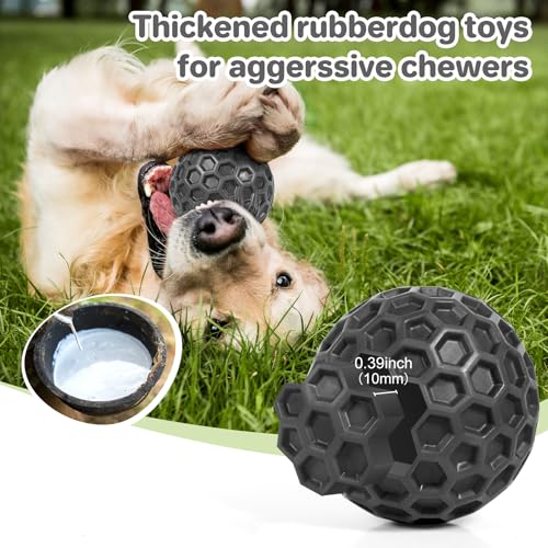 DISSKNIC Indestructible Squeaky Dog Balls, Dog Toys for Aggressive Chewers Large Breed for Relieving Anxiety, Tough Dog Chew Toys Balls for Aggressive Chewers, Outdoor Squeaky Dog Toys for Large Dogs - color: Black, size: Large