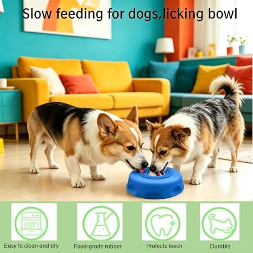 Slow Feeder Dog Bowls,Paw Clam Lick Bowl for Liquid and Thick Treat - color: blue