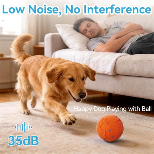 Interactive Dog Toy Ball, Smart Automatic Moving Dog Toy for Medium Large - color: Orange
