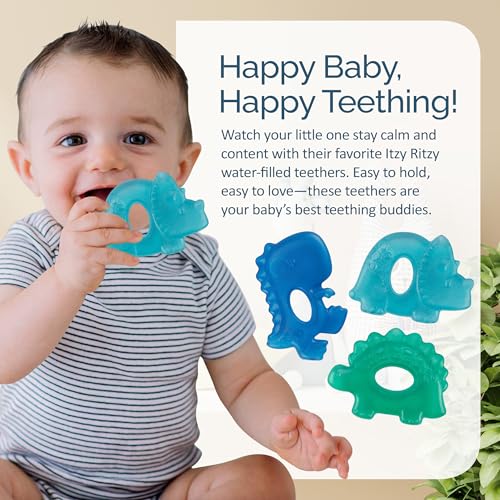 Itzy Ritzy Water-Filled Teethers for Teething Relief, Set of 3 (Dinosaur) - color: Dinosaur
