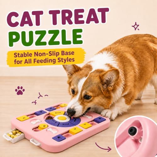 Interactive Dog Puzzle Toy, Maze Slow Feeder, 15.4 in - color: pink