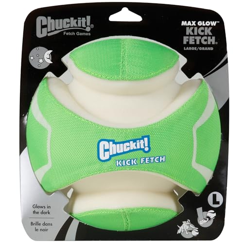 Chuckit! Kick Fetch Max Glow Ball, Large (8 Inch) Glow in the Dark Dog Toy - size: Large, style: Max Glow