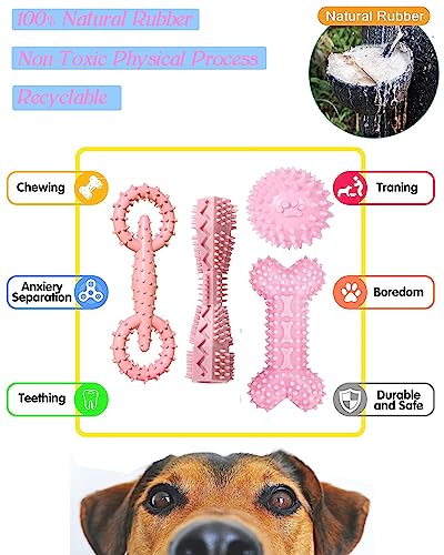 4 Pack Puppy Teething Chew Toys for Small Medium Dogs Pink Girl Dog Toy Set - color: Pink, size: Small