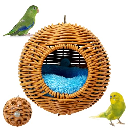 BNOSDM Bird Nest with Soft Pad Breathable Small Parakeet House Set (Brown) - color: Brown Screw Fixation - Single-Hole Type