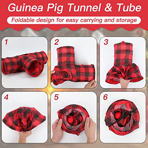 Rypet Guinea Pig Tunnel Hideout 3-Way Collapsible Small Pet Tubes, Red - color: Red