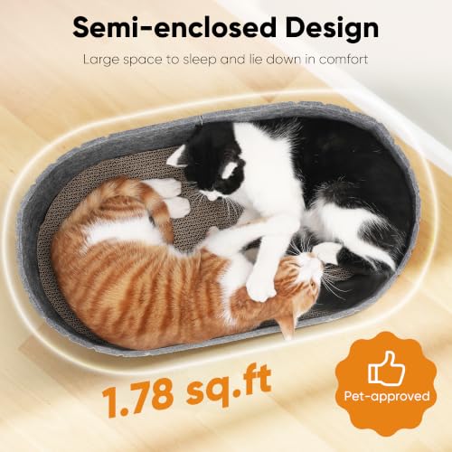 FUKUMARU Cat Scratcher, 24 Inch Sofa Shape Cat Scratching Bed Couch Indoor - color: Grey