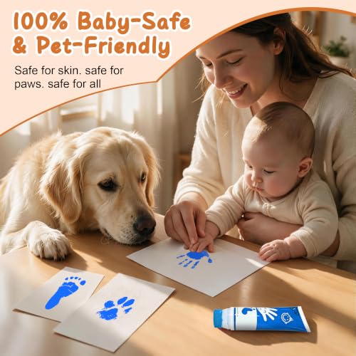 Baby Hand and Footprint Paint with Sponge Head, 2.54 fl oz, Non-Toxic & Acid-Free, Washable Baby Safe Paint for Newborn Keepsakes, Dog Nose & Paw Prints, Ideal New Mom Gift - Blue - color: Blue