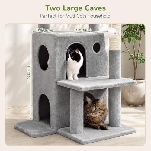 Globlazer Cat Tree Tower for Indoor Cats Large Adult, FC50, Light Grey - color: Light Grey, size: XL