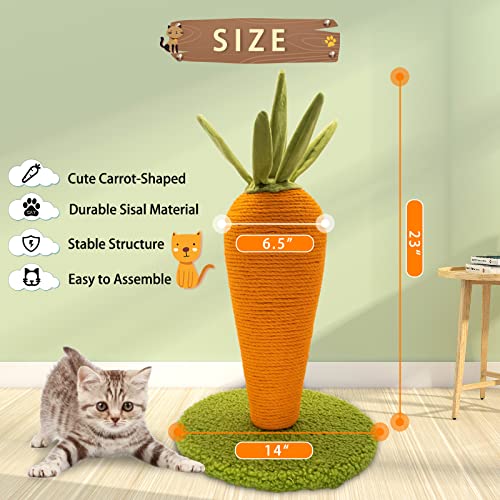 AUSCAT Cat Scratching Post, Cute Carrot Scratching Post, Nature Sisal Cat Scratcher for Indoor Cats and Kittens - color: Carrot