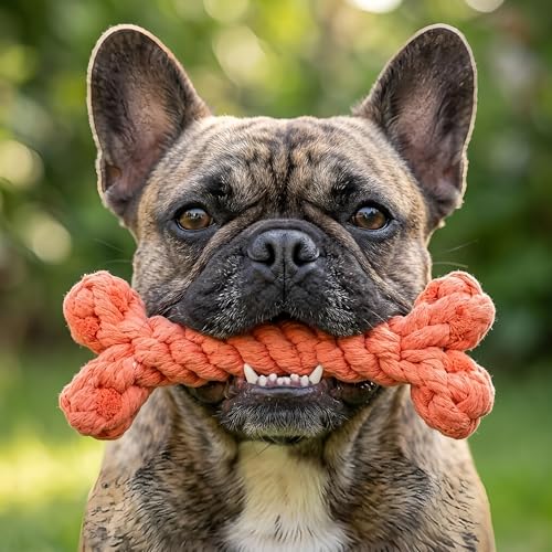 Orange Bone-Shaped Dog Rope Chew Toy, 1-Piece Set