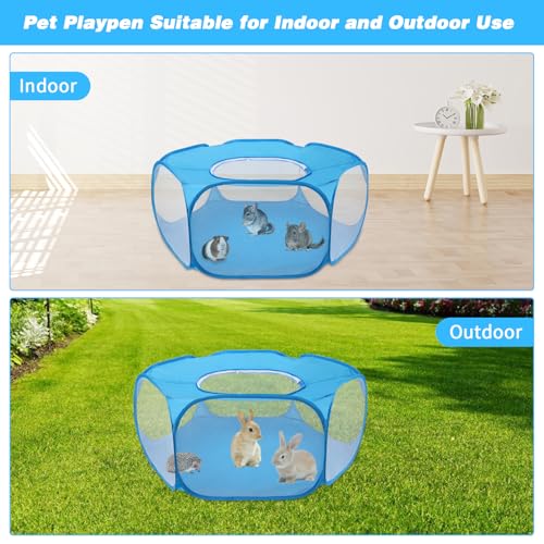 Rypet Guinea Pig Playpen Pop-Up, Outdoor Yard Fence for Small Pets,TentBlue - color: Blue, style: Enclosed Playpen