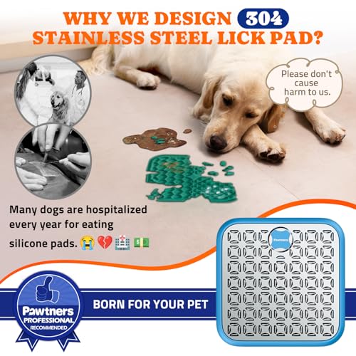 Pawtners Stainless Steel Large Lick Mat for Dogs, 2 Pack, Blue+Green - color: blue+green, size: 2pack