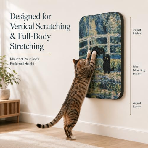 2 Pack Cat Wall Scratcher, Art Cat Scratching Board for Cats - color: Pond & Bridge New