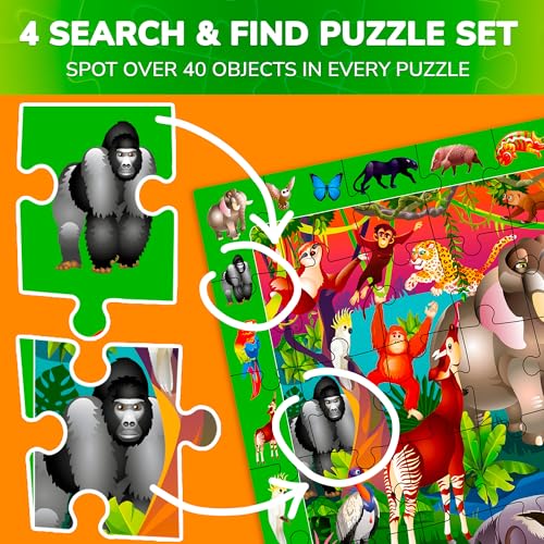 Jigsaw Puzzles for Kids Ages 4-6 - 4 x 60 Piece Kids Puzzles Ages 5-8 - color: Animals