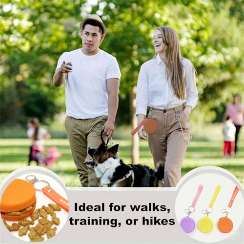 Reusable Silicone Dog Treat Pouch, 3-Pack Leakproof Training Bag with Zipper & Clip for Leash,Moisture-Proof,Easy to Clean, Portable Snack Pouches for Dogs and Cats, BPA-Free