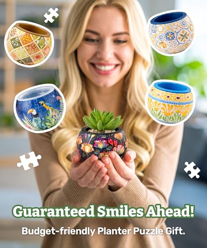 PieceRelax Unique 3D Puzzle Planter - 80 Plastic Pieces [K1126] - color: Summer Blossoms