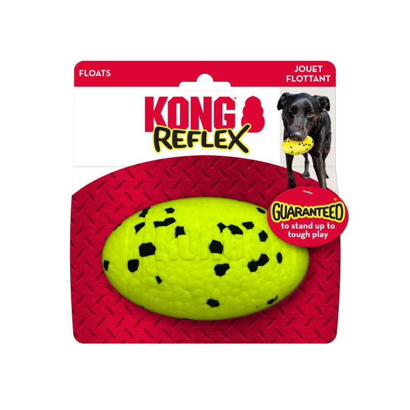 KONG Reflex Ball Dog Toy - Lightweight Durable Bouncy Fetch Toy - High-Bounce, Floats for Water Play (Medium/Large Football 2 Pack) - size: Medium/Large Football 2 Pack