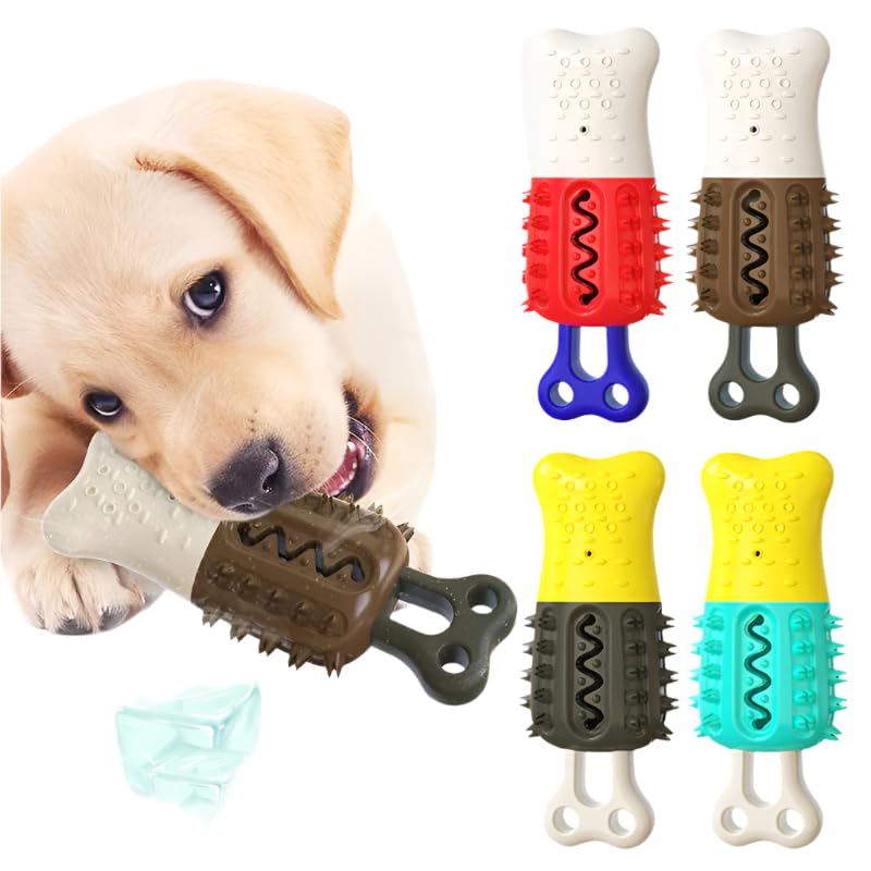 Cooling Teeth Cleaning Popsicle Dog Toy – Freezable Chew Toy for Dogs, Durable TPR, Dental Cleaning & Summer Cooling Fun (Black) - color: Black