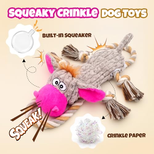 2-Pack Squeaky Crinkle Plush Dog Toys